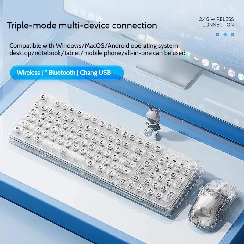 Keyboard Gaming Transparent - مجموعة لوحة مفاتيح وماوس لاسلكية شفافة