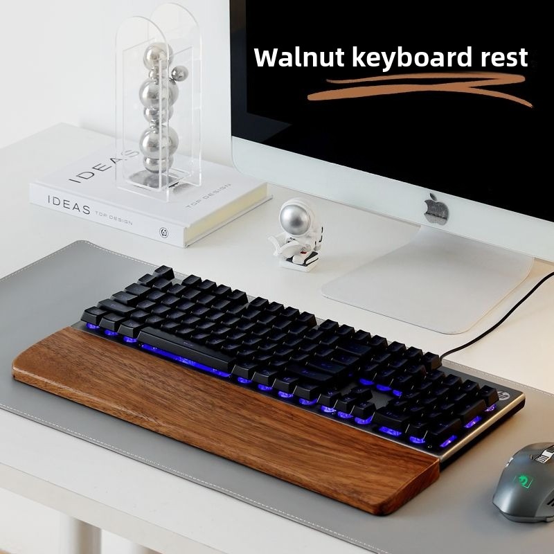 Gaming Keyboard Ergo - لوحة المفاتيح الخشبية الصلبة مسند راحة
