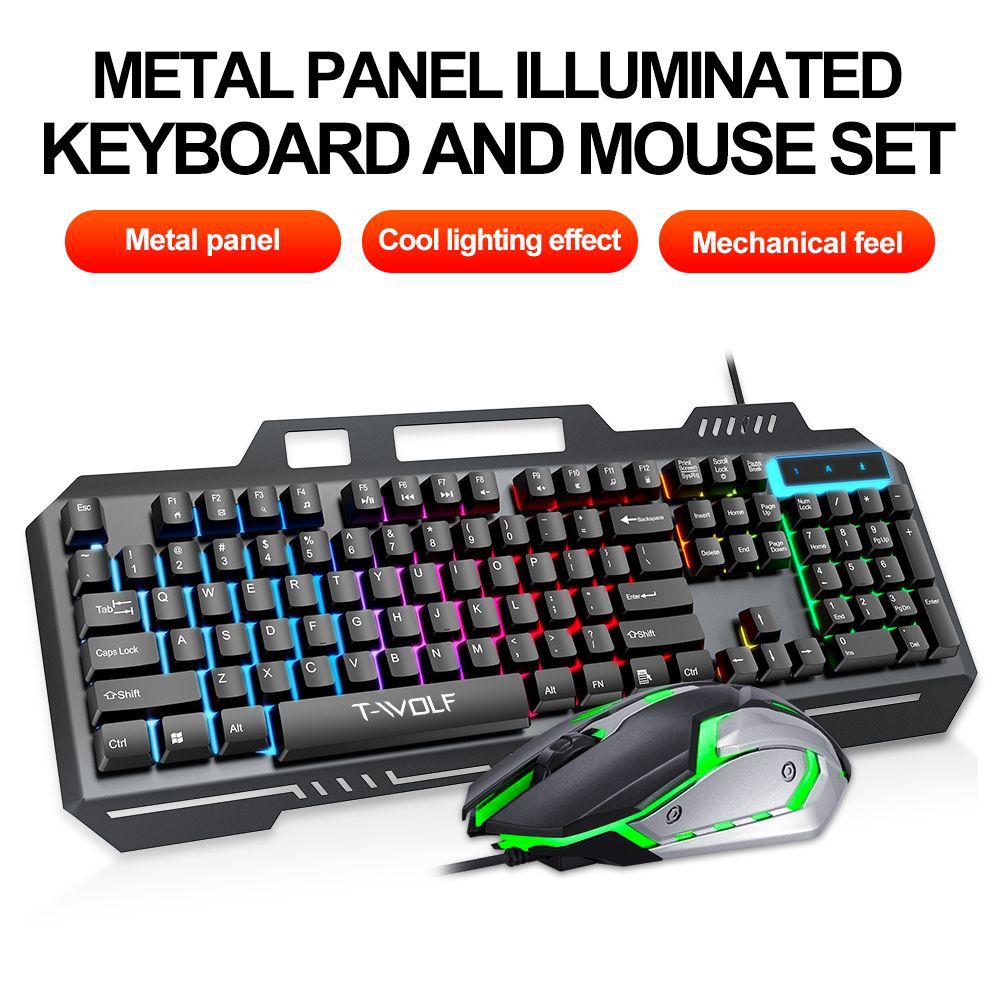 Gaming Keyboard Mouse Combo - لوحة مفاتيح سلكية للألعاب T WOLF