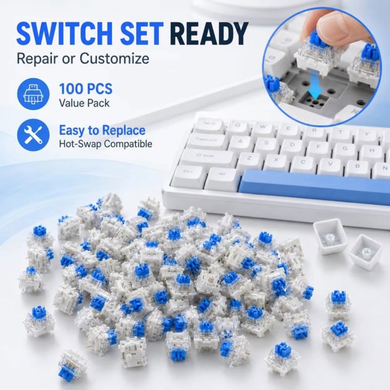 Keyboard Gaming Blue Switch - دي تي 21 100 قطعة من