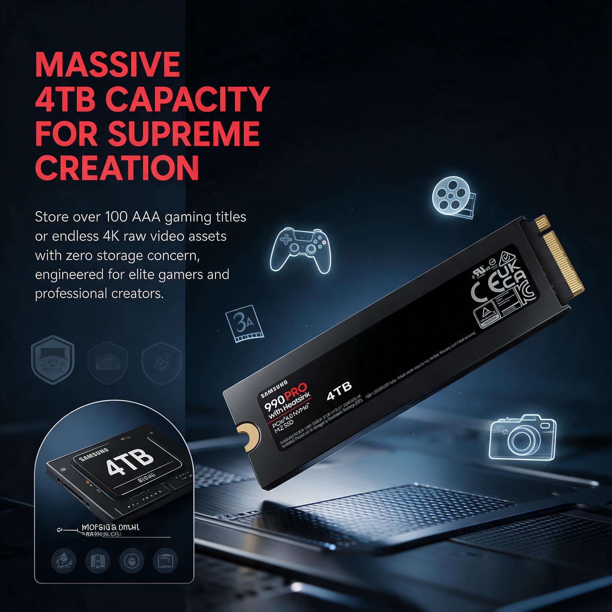 سامسونج 990 برو مع مبدد حراري  - مراجعة Samsung Ssd 990 Pro وسعره