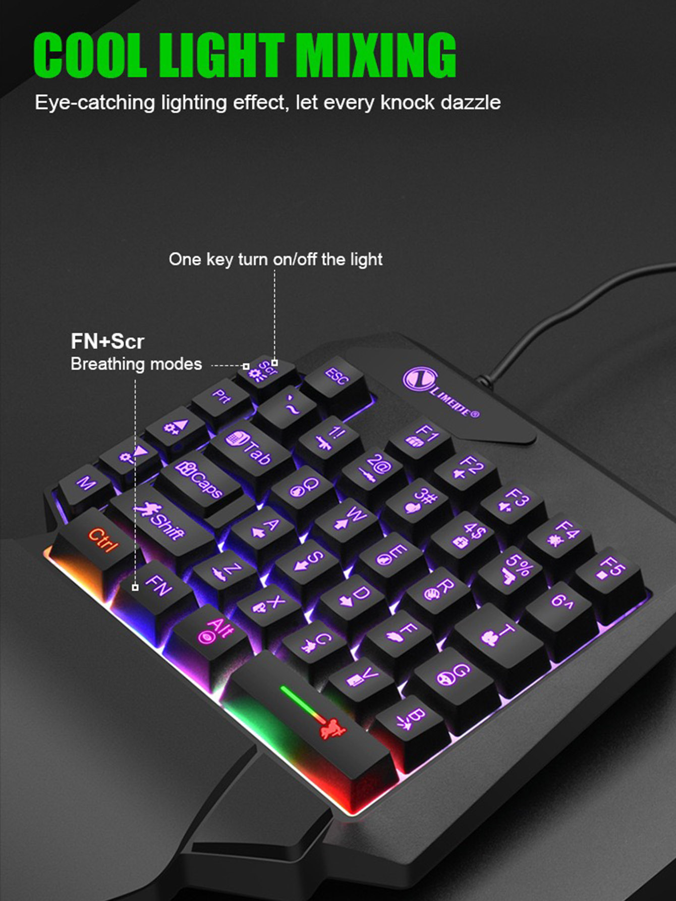 لوحة مفاتيح ميكانيكية سلكية لل - مراجعة Gaming Keyboard Half وسعره