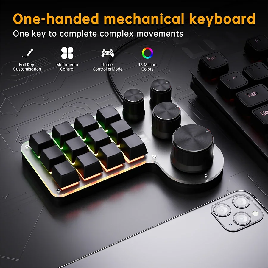 3 أوضاع 12 مفتاح لوحة المفاتيح - مراجعة Gaming Keyboard Half وسعره