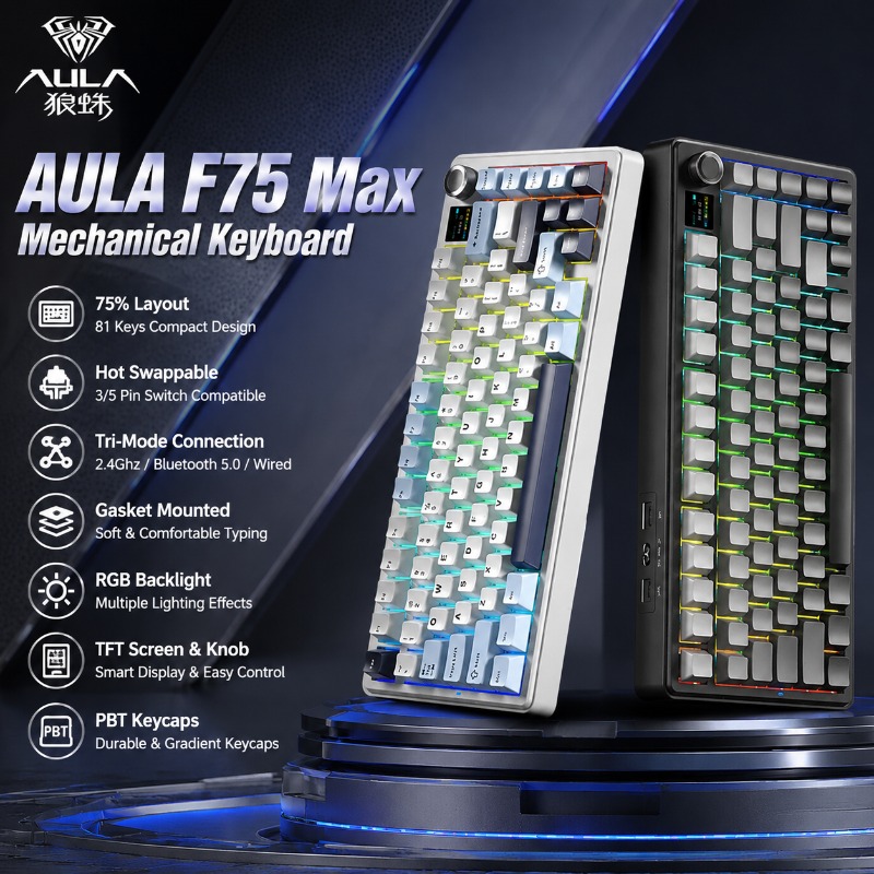 لوحة مفاتيح ميكانيكية AULA F75 - مراجعة Gaming Keyboard Ergo وسعره