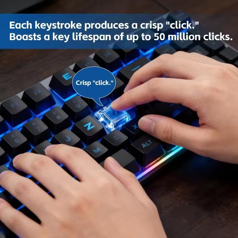10/30 قطعة، مفاتيح ميكانيكية ب - مراجعة Keyboard Gaming Blue Switch وسعره