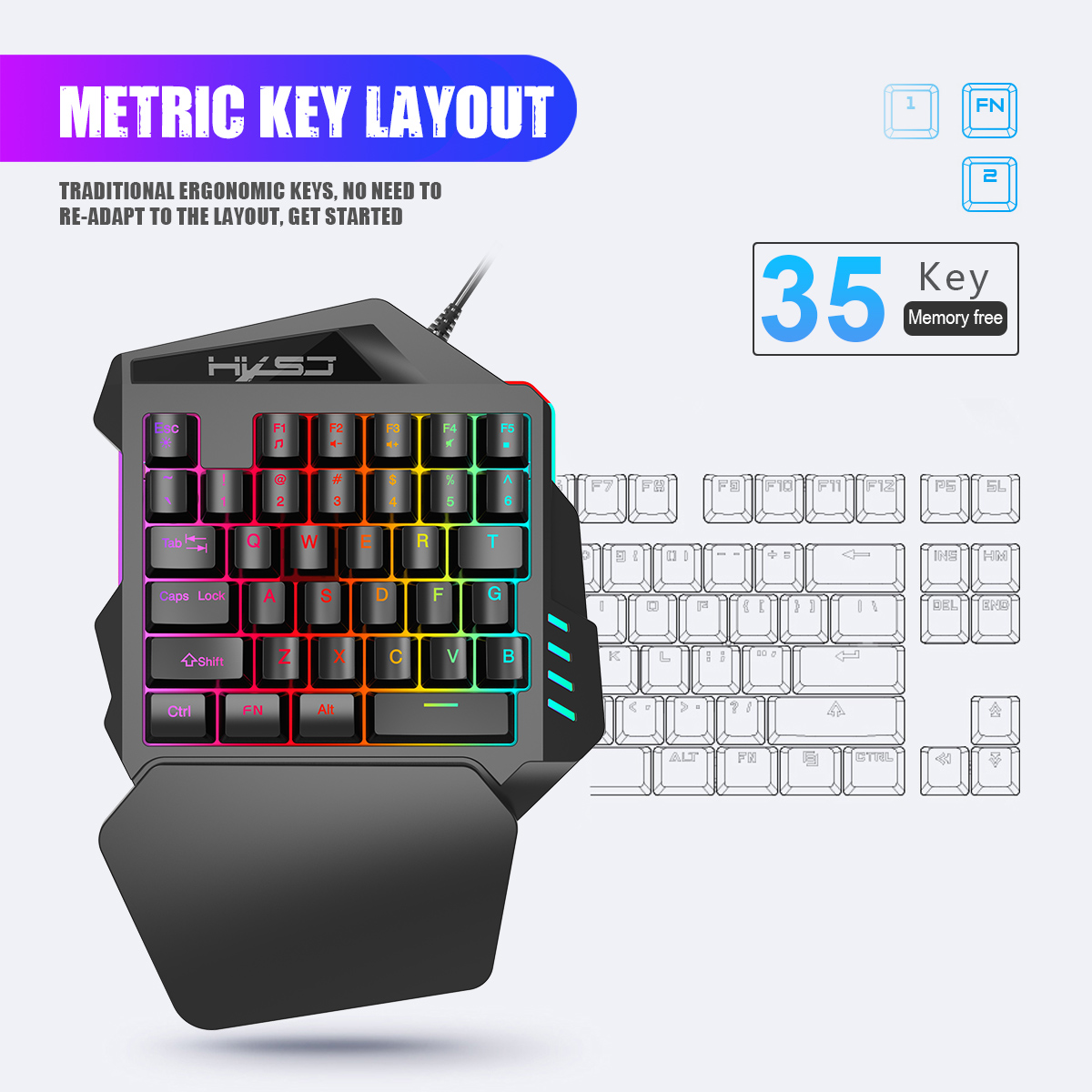 أفضل بيع 35 مفتاحًا غشاء الفيل - مراجعة Gaming Keyboard Half وسعره