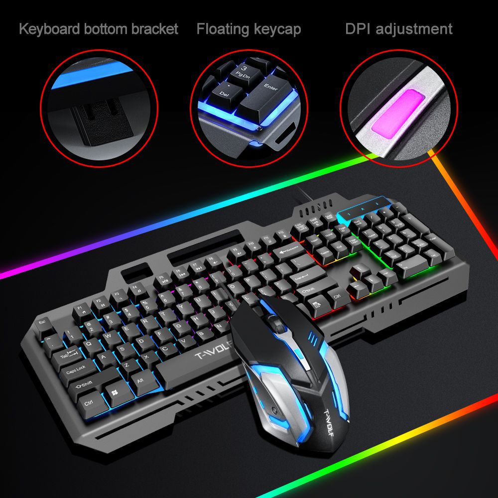 لوحة مفاتيح سلكية للألعاب T WO - مراجعة Gaming Keyboard Mouse Combo وسعره