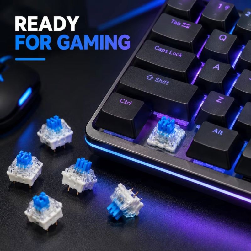 دي تي 21 100 قطعة من مفاتيح لو - مراجعة Keyboard Gaming Blue Switch وسعره